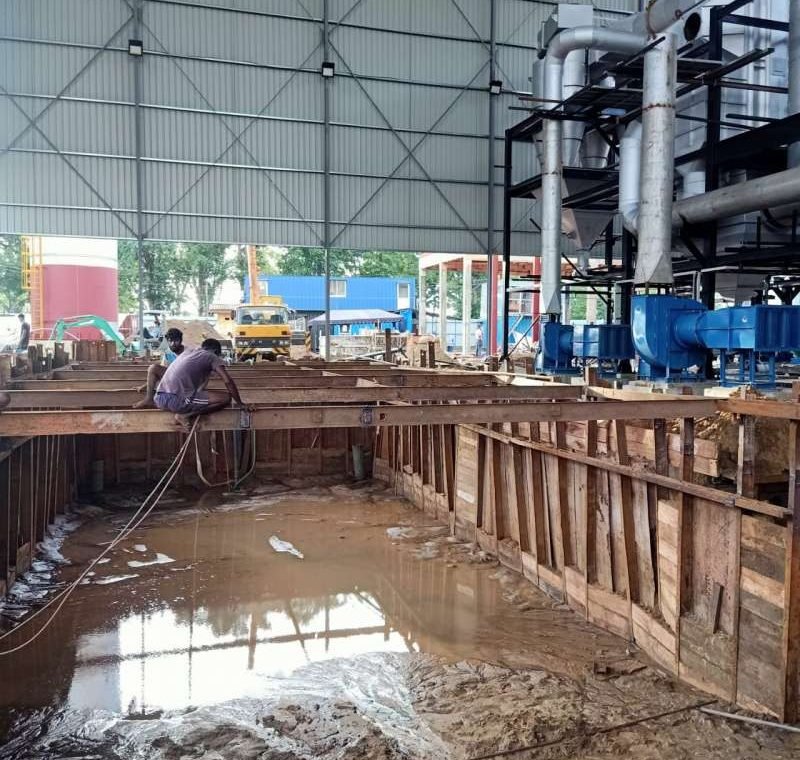 Close-up of tube well drilling equipment on site